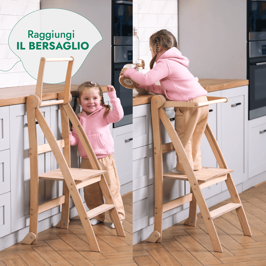Torre di apprendimento: sgabello pieghevole per bambini piccoli - Grigio - Goodevas IT