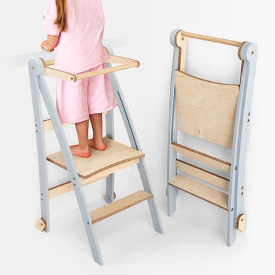 Torre di apprendimento: sgabello pieghevole per bambini piccoli - Grigio