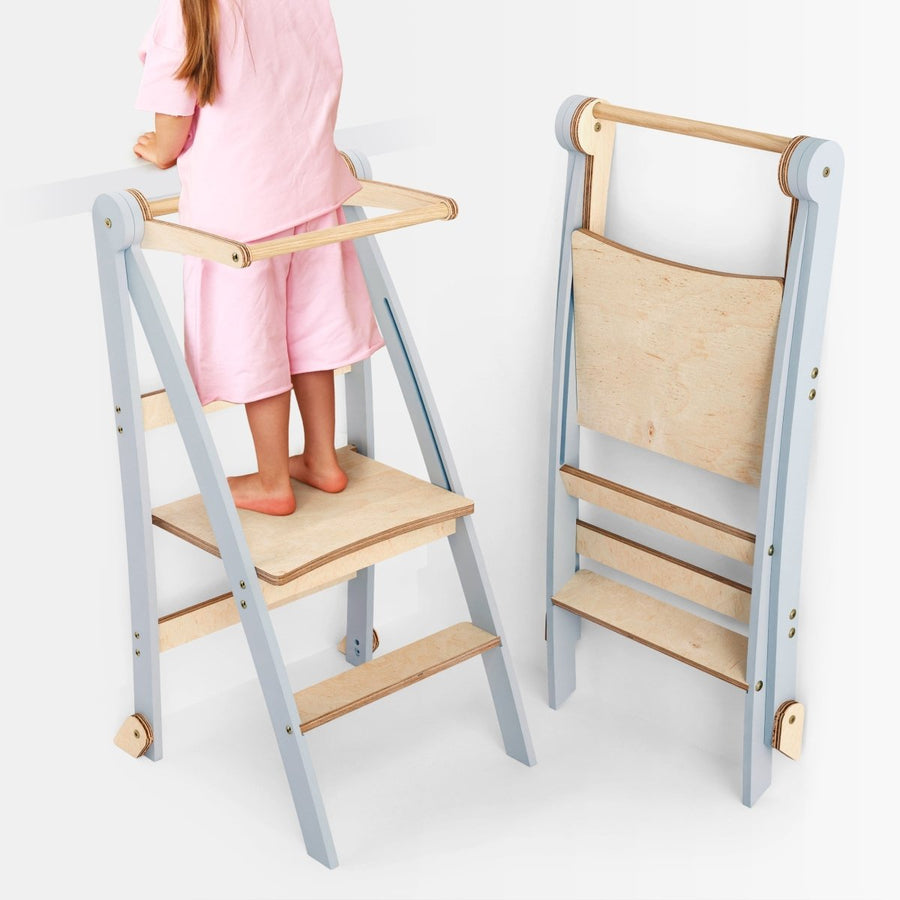 Torre di apprendimento: sgabello pieghevole per bambini piccoli - Grigio - Goodevas IT