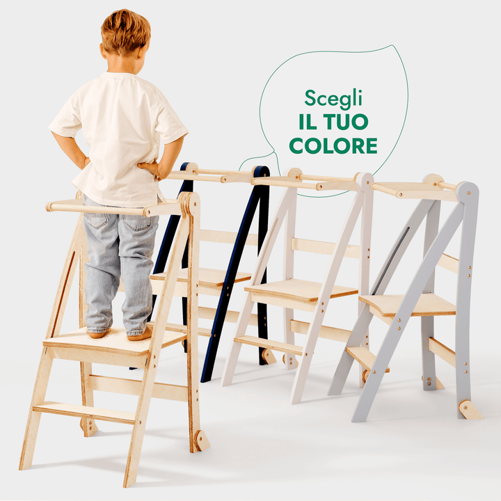 Torre di apprendimento: sgabello pieghevole per bambini piccoli - Grigio - Goodevas IT