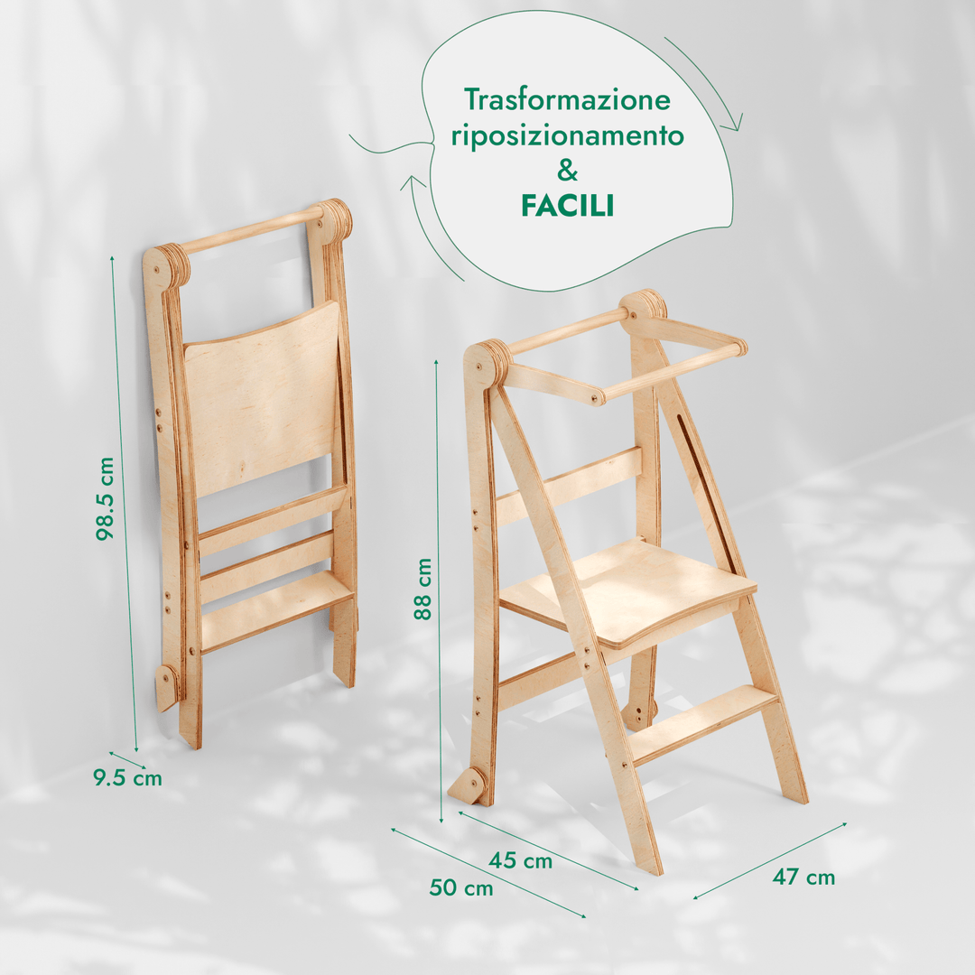 Torre di apprendimento: sgabello pieghevole per bambini piccoli - Grigio - Goodevas IT