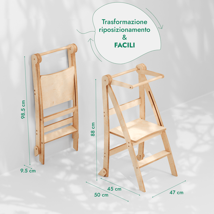 Torre di apprendimento: sgabello pieghevole per bambini piccoli - Grigio - Goodevas IT