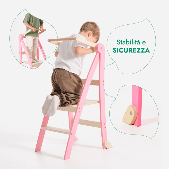 Torre di apprendimento: sgabello pieghevole per bambini piccoli - Rosa - Goodevas IT