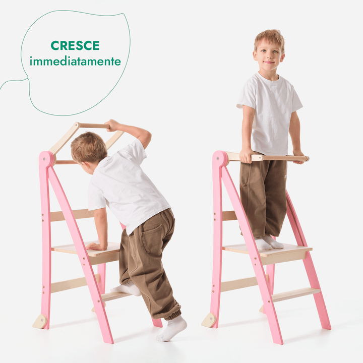 Torre di apprendimento: sgabello pieghevole per bambini piccoli - Rosa - Goodevas IT