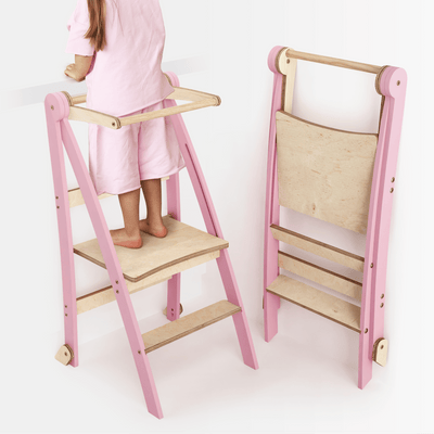 Torre di apprendimento: sgabello pieghevole per bambini piccoli - Rosa