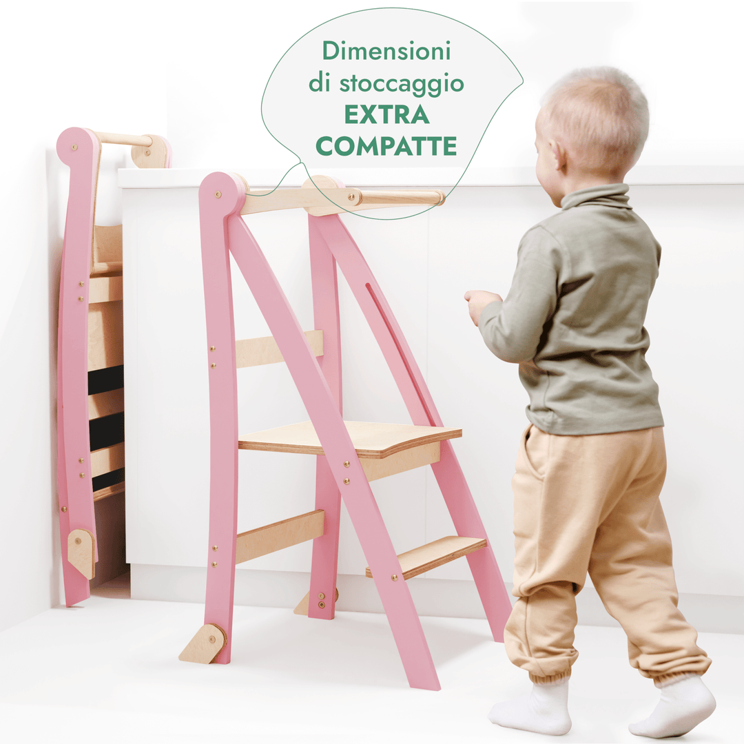Torre di apprendimento: sgabello pieghevole per bambini piccoli - Rosa - Goodevas IT