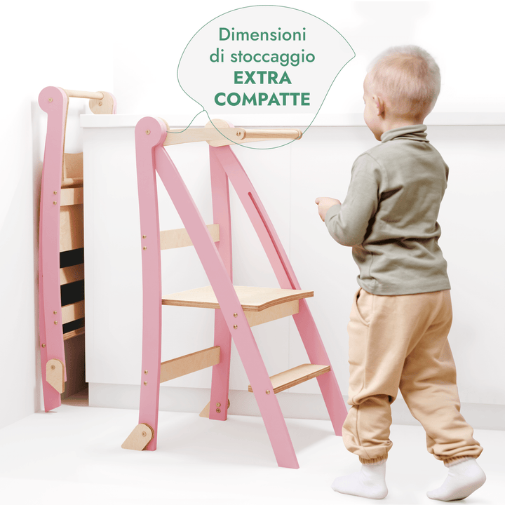 Torre di apprendimento: sgabello pieghevole per bambini piccoli - Rosa - Goodevas IT