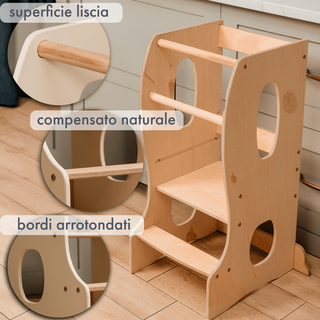 Torre Montessoriana: Sgabello per Bambini - Beige - Goodevas IT